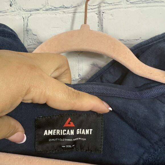 American Giant Hoodie Men Plus XXL Blue Strip Heavyweight Full Zip Sweatshirt - Picture 16 of 16